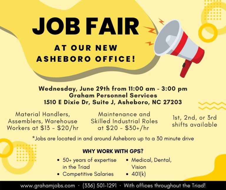 Job Fair Hosted by GPS on June 29 • Graham Personnel Services