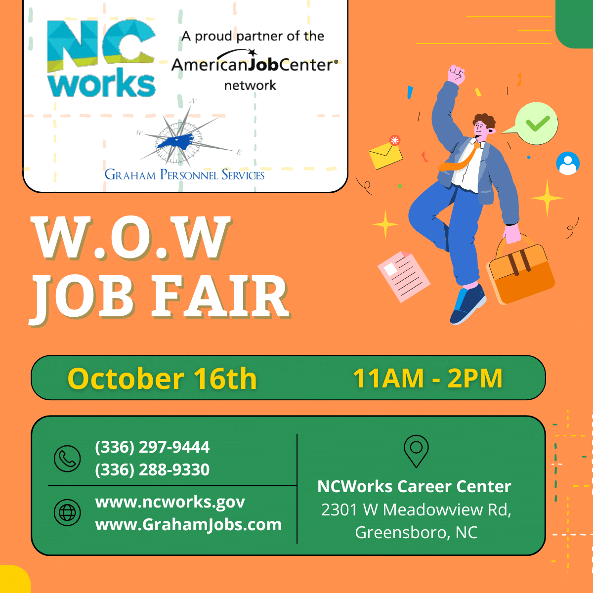 Join us at the W.O.W. (Work Opportunity Wednesdays) Job Fair on October 16th